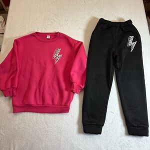 SHEIN Kids Pink and Black Leopard Lightning Set